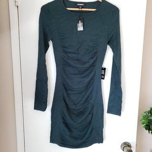 Express Long Sleeve Sweater Dress Teal NWT Sz XS